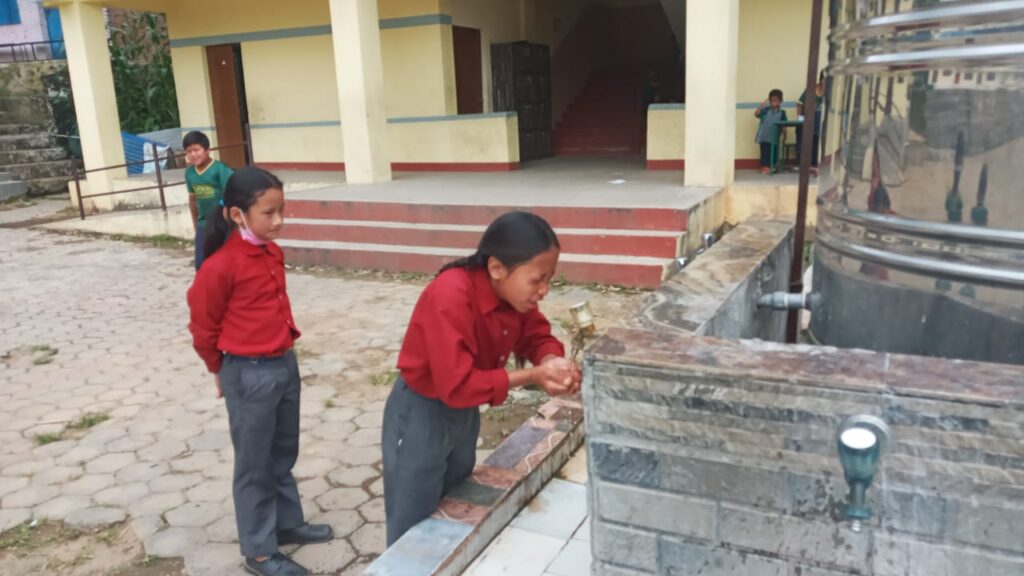 students drinking water